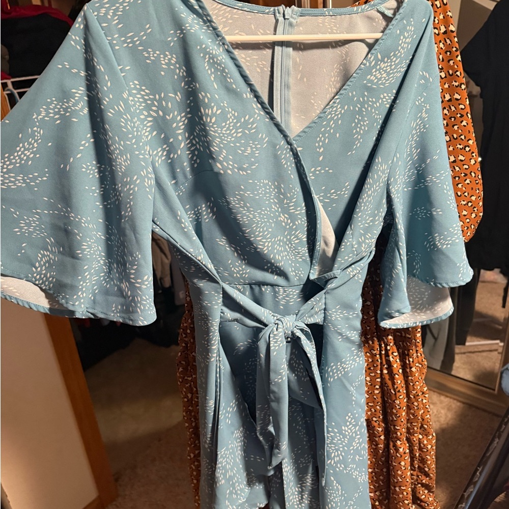 Elegant Blue Wrap Dress